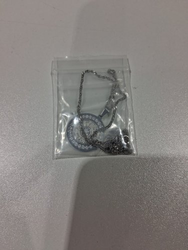 cubic zirconia engraved ayatol kursi "آية الكرسي" round pendant chain necklace for protection - 20" - 22"/2 mm width adjustable chain/ 1" pendant - silver image 2