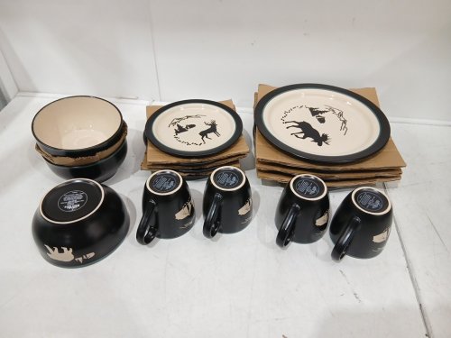 15PC BPS WHITE RIVER HOME dishwasher & microwave-safe dinnerware set - REINDEER BEAR PATTERN (model: 90587-5) image 3