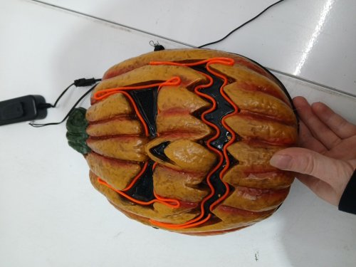 ADULT UNISEX LIGHT UP JACK O LANTERN FACE MASK - OSFM - ORANGE image 2