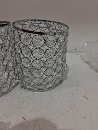 2PK Crystal and Chrome Light Shades - 5" X 4" - Chrome / Silver image 4