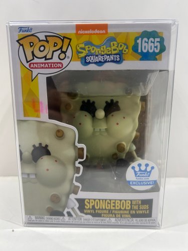 Funko pop! **funko exclusive** animation: Nickelodeon SpongeBob square pants - SpongeBob with the suds vinyl figure (#1665) **plastic protector cover** image 2