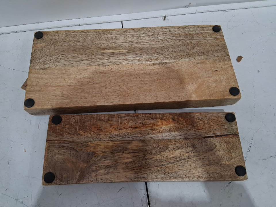 2PC Creative Co-Op Rectangle Trays MADE WITH mango wood - 15" X 5.5" / 8" X 17.5" - BROWN ( MODEL: DA8046) image 5