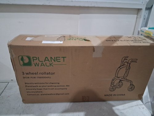 Planetwalk Premium Ultra Lightweight Foldable 3 Wheel Rollator Walker - 32" - purple (model: plw-trb9004pu) image 2
