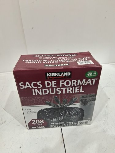 60PK~ KIRKLAND SIGNATURE  Smart Tie Industrial Drum Liners - 55 GAL - BLACK (MODEL: 878519) image 2