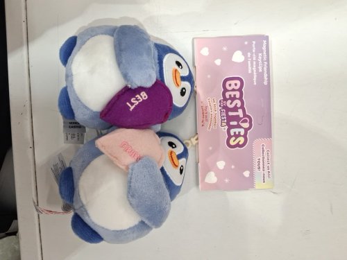 2pc fiesta toy besties magnet heart penguin keychains - 5.5" - blue image 2