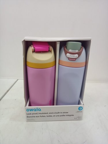 2pk Owala FreeSip Stainless Steel Water Bottles with straws - 16oz - blue/green (model: 2856617) image 2