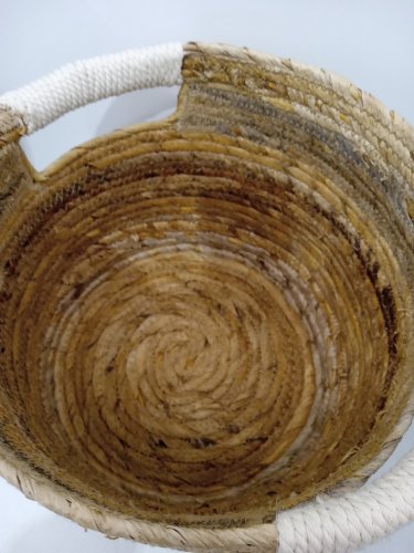 Brightroom Woven Banana Bark Floor Basket - 11" - Brown / White image 4
