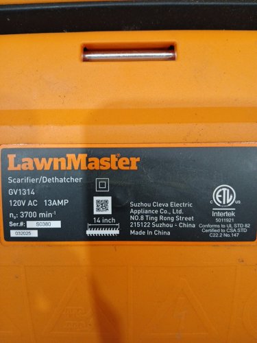 LawnMaster Electric Dethatcher and Scarifier - 10.5Gal Collection Bag - 15" - 13AMP (MODEL: GV1314) image 7