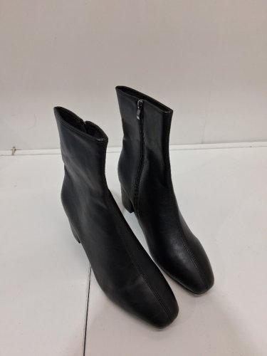women's faux leather high heel ankle boots with zipper - size 39 - black image 3
