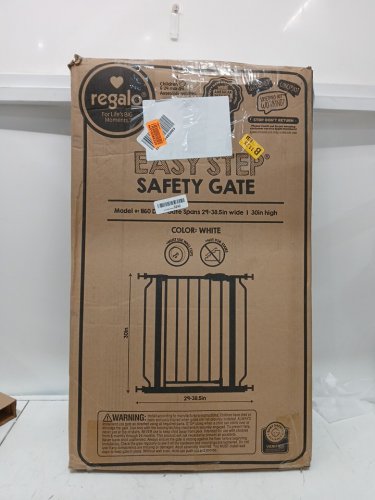 REGALO EASY-STEP METAL WALK-THROUGH SAFETY GATE - 30" X 29'' - 38.5'' - WHITE (MODEL: 1160DS) image 2