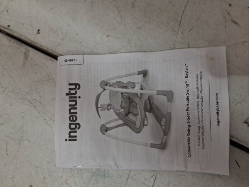 Ingenuity 2-in-1 convertme compact portable baby swing & seat with vibrations & nature sounds - battery powered - 20lbs max - raylan theme/grey (model: ‎12189) image 4
