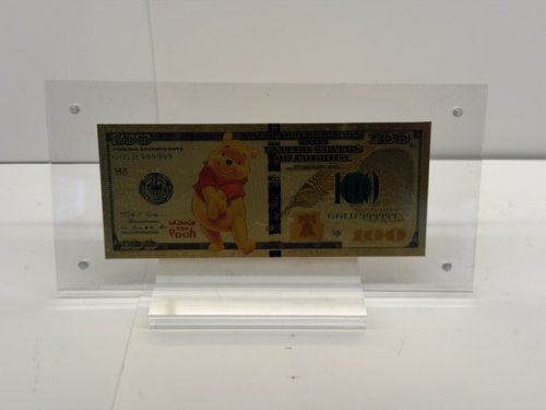 WINNIE THE POOH GOLD NOTE 10000 IN ARCYLIC DISPLAY STAND image 2