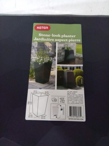 2pk Keter Stone-look Tapered Planter - 22.5" - black (MODEL: 1992432) image 3