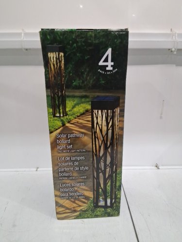 4pk naturally SOLAR powered PATHWAY bollard set - 27" - black/trees (model: 1594087) image 3