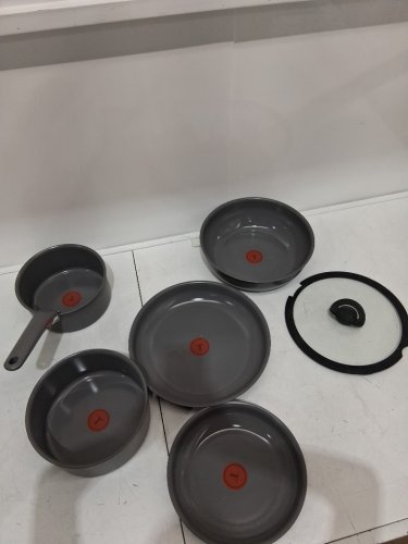 6pc t-fal non-stick cookware set *partial set* - induction - oven safe - broiler safe - GREY image 2