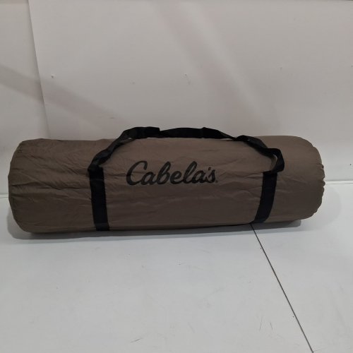 all season self-inflating camp bed sleeping pad - 80" x 34" x 3" - light brown/black image 4