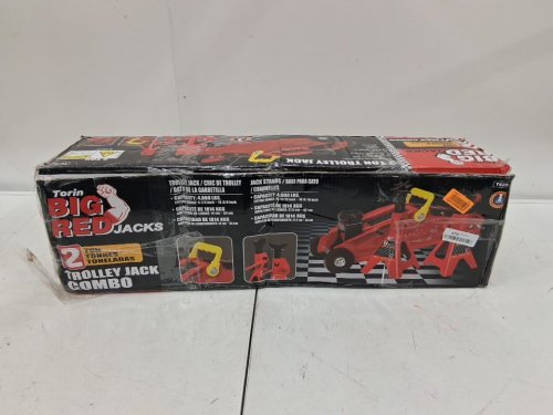 TORIN BIG RED HYDRAULIC TROLLEY FLOOR JACK COMBO WITH 2 JACK STANDS 2 TON CAPACITY (MODEL:T82001S) image 2