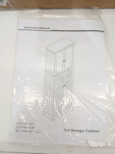Tall Storage Cabinet with Frosted Glass Doors and Drawers - 66.9" x 23.6" x 11.8" - White (Model: BOT-MD-001) image 6