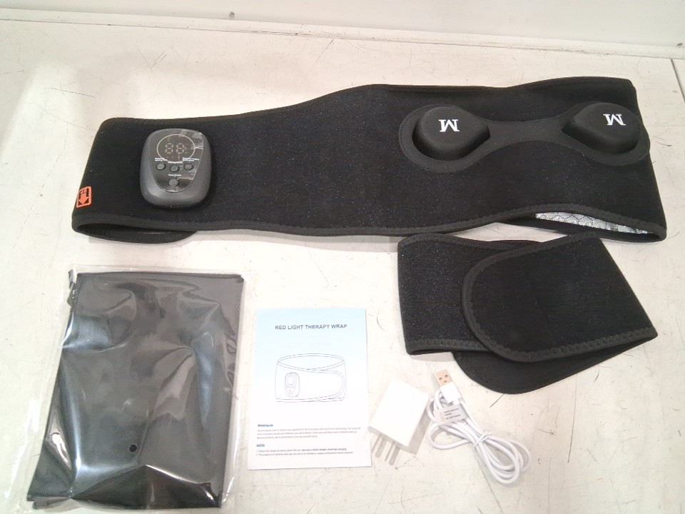 Red Light Therapy Belt Wrap Cordless 660nm & 850nm Infrared Light with heating pad and vibration pulse timer 46" - black (model: zld-119) image 2