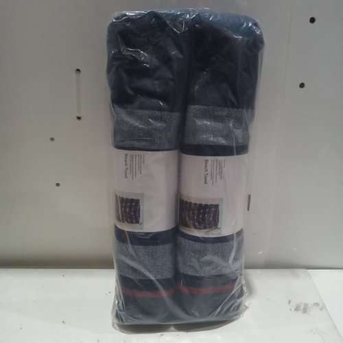 2pk Room Essentials Cotton Beach Towels - 36" x 72" - Navy Blue image 2