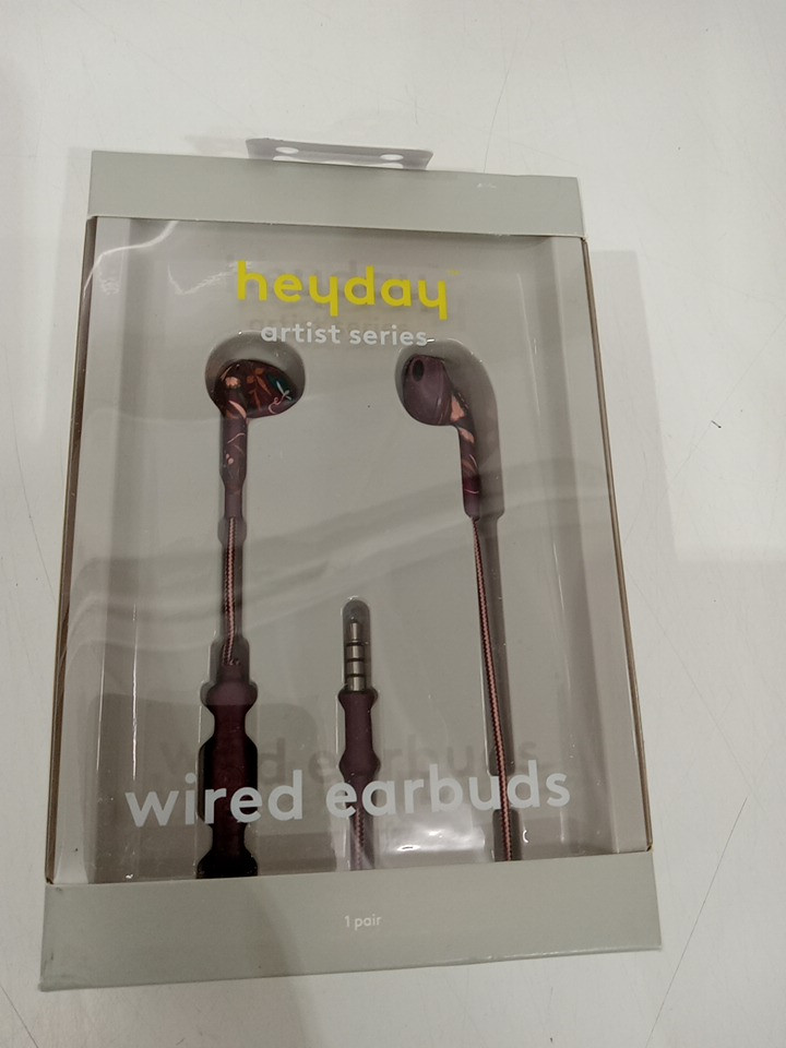 Heyday Artist Series Wired Earbuds - 3.5mm jack - Allie (Burgundy / Pink Floral) image 2
