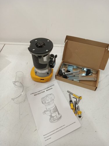Compact Router with 6 bits compatible with DeWalt 20V battery - 30000 RPM - yellow image 3