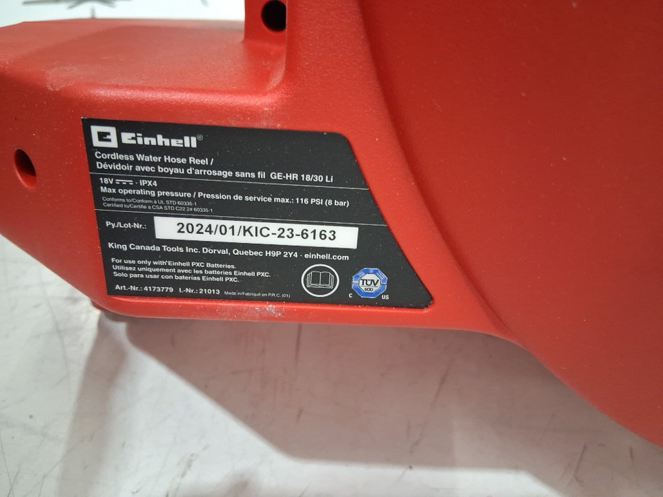 Einhell wall mounted Cordless automatic Hose Reel *TOOL ONLY* - 98ft - 120v - red/black (model: 4173779 ) image 6
