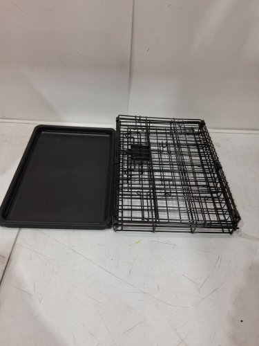 Amazon Basics Single Door Foldable Metal Wire Dog/pet Crate cage with Tray - 18" x 12.4" x 15" - black image 2