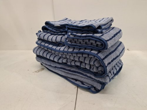 8PC Bar Striped Bath Towels - 2 Bath Towels/2 Hand Towels/4 Washcloths - Navy Blue/Bicolor image 4