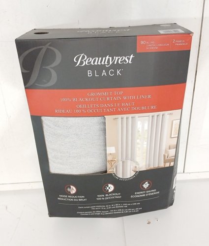 (2 PANELS) BEAUTYREST PLATINUS BLACKOUT GROMMET-TOP CURTAINS - 52" X 90" - GREY - (MODEL: 6595105) image 2