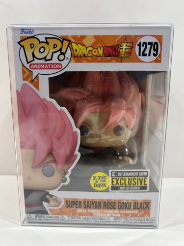 Funko pop! **glows in the dark**earth exclusive** Animation: dragonball z - super saiyan rose goku black vinyl figure (#1279) **plastic protector cover** image 3