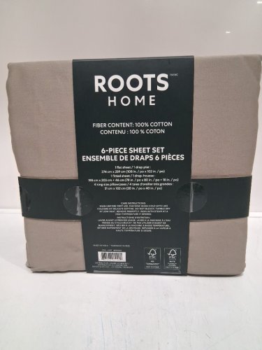 6pc Roots home sheet set 100% cotton - queen - taupe (model: 2891903) image 3