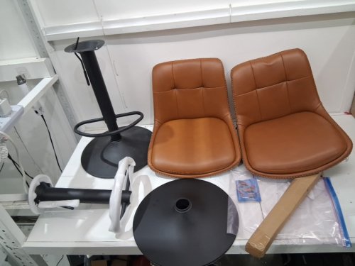 2pk VASAGLE Height Adjustable Swivel Bar Stools with Backrest - 17.32" x 35.43" to 44.09" - Caramel Brown (model: LJB095K01/LJB095KN01) image 4