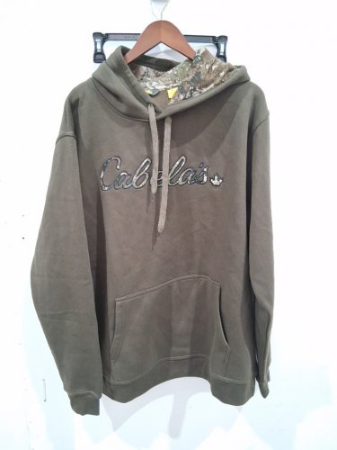 Men's Fleece Hoodie Long Sleeve Sweatshirt with Logo and kangaroo pocket - extra large - green/brown image 2