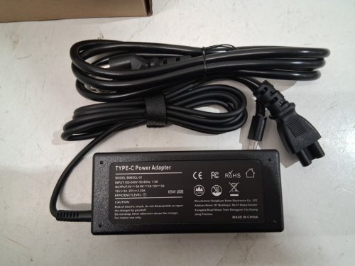 REPLACEMENT FAST CHARGING USB-C POWER ADAPTER FOR CHROMEBOOK LAPTOPS - 65W - BLACK (MODEL: sm65cl-01) image 2
