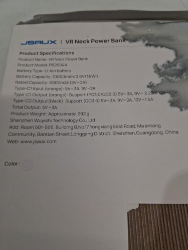 JSAUX adjustable VR Extend neck Power bank - Compatible with Oculus Quest 3/2/3S/Pro - 10000mah - white (model: PB2004A) image 3
