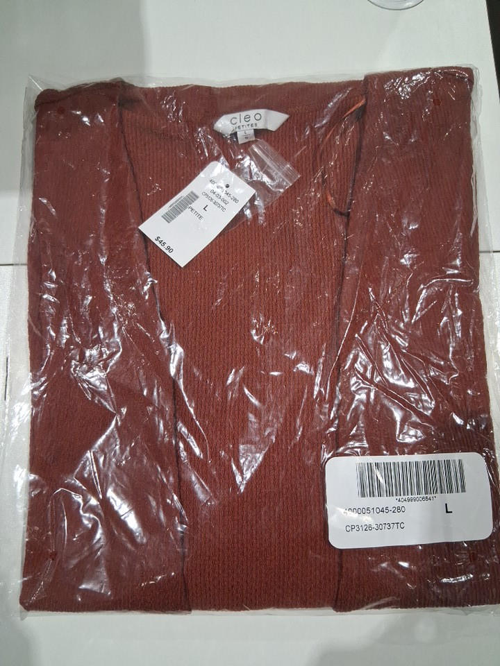 Women's Cleo Petites 3/4 sleeves Cardigan - LARGE - Terracotta - (style: cp3126-30737tc) image 2