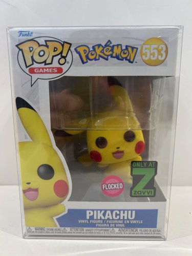 Funko pop! **flocked**only at zavvi exclsuive** Games: pokemon - pikachu vinyl figure (#553) **plastic protector cover** image 2