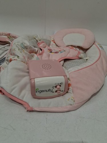 Ingenuity soothing baby bouncer infant seat with vibration toy bar and sound 0-6m - pink flora the unicorn - (model: 12201/o0966) image 5