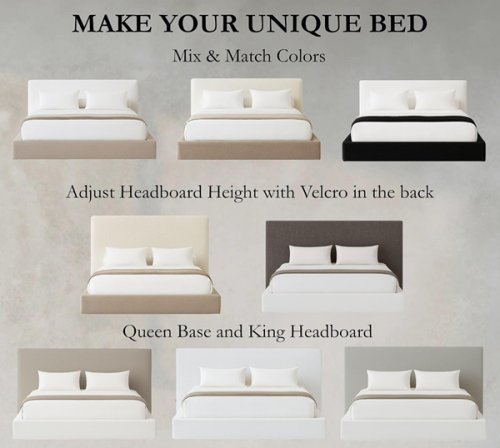 CLOUD FRAME Modular Soft Foam Square Bed BASE WITH REMOVEABLE AND Washable Zip Cover - QUEEN - WHITE LINEN (MODEL: image 3