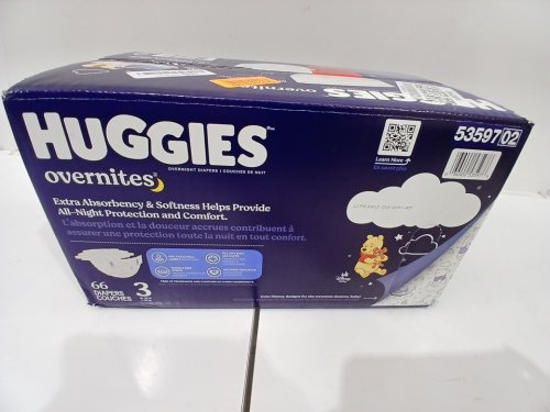 66PK HUGGIES OVERNITES EXTRA ABORBENCY NIGHTTIME BABY DIAPERS - SIZE3 - WINNIE THE POOH (MODEL: 53597) image 2