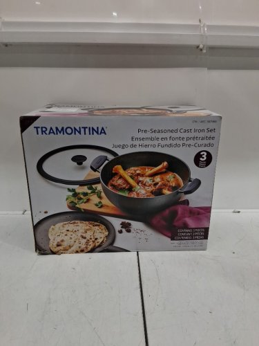 3PC tramontina pre-seasoned cast iron set - 7QT (11") - BLACK (MODEL : 1901865) image 2