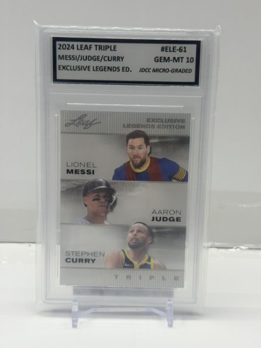 JDCC GRADED GEM MINT 10 CARD 2023 LEAF TRIPLE LIONEL MESSI, AARON JUDGE, STEPHEN CURRY EXCLUSIVE LEGENDS #ELE-61 image 3