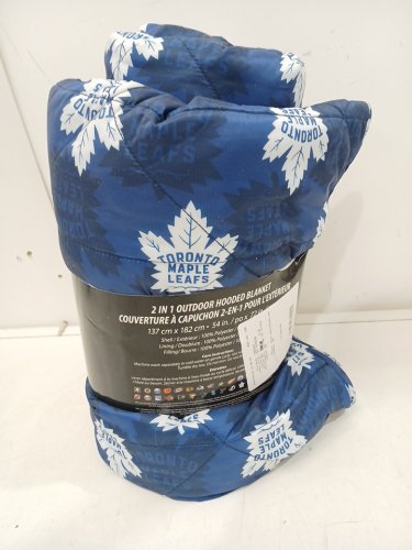 NHL TORONTO MAPLE LEAFS 2-IN-1 OUTDOOR WATER RESISTANT SNAP ON HOODED BLANKET - 54" X 72" - BLUE/WHITE (MODEL: 7985227) image 2