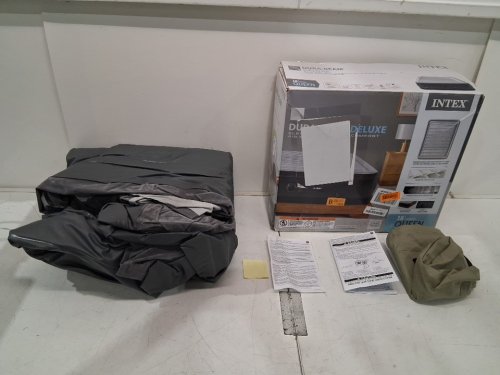 INTEX DURA-BEAM SERIES DELUXE COMFORT PLUSHFIBER-TECH inflatable AIR mattress WITH INTERNAL ELECTRIC PUMP - 18" - QUEEN - grey (MODEL: AP619D/64413ED) image 2