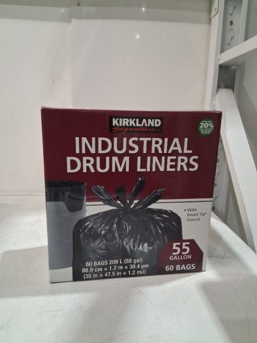 60PK KIRKLAND SIGNATURE SMART TIE INDUSTRIAL DRUM LINERS - 55 GAL - BLACK (MODEL: 878519) image 2