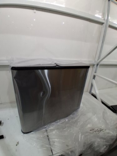 garvee stainless steel dual GARBAGE/trash can/bin with soft-close lid - 32L (16L + 16L) - silver/black (model: phk_33uvxas9) image 3