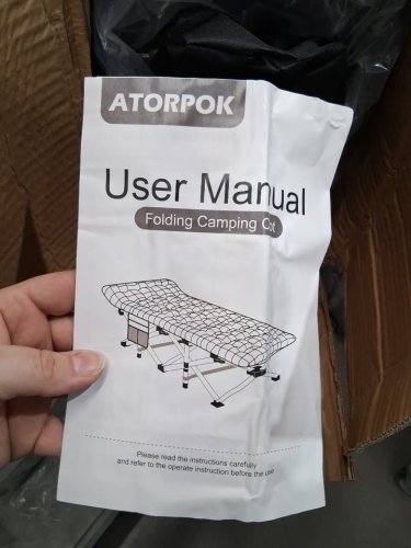 ATORPOK Portable Folding Camping Cot for Adults with Cushion  - 450LBS CAPACITY - 27.5' X 75" X 13.8" - BLACK - (Model: ‎ZZM-1) image 5