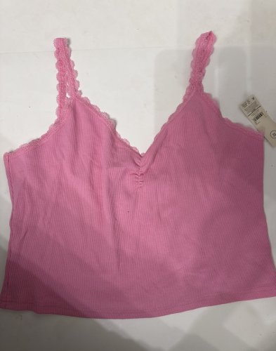 WOMEN'S NO BOUNDARIES LACE TRIM V-NECK TANK - XXL - PINK image 2