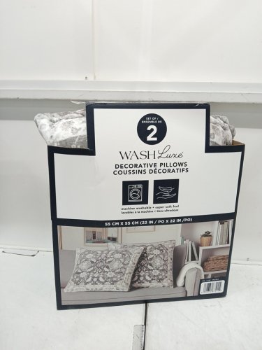 2PK Town & Country Living Washluxe Decorative Pillows - 22" - Grey/White (Model: 1901552) image 2